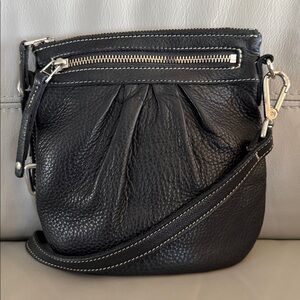 Roots Black Leather Crossbody Bag
